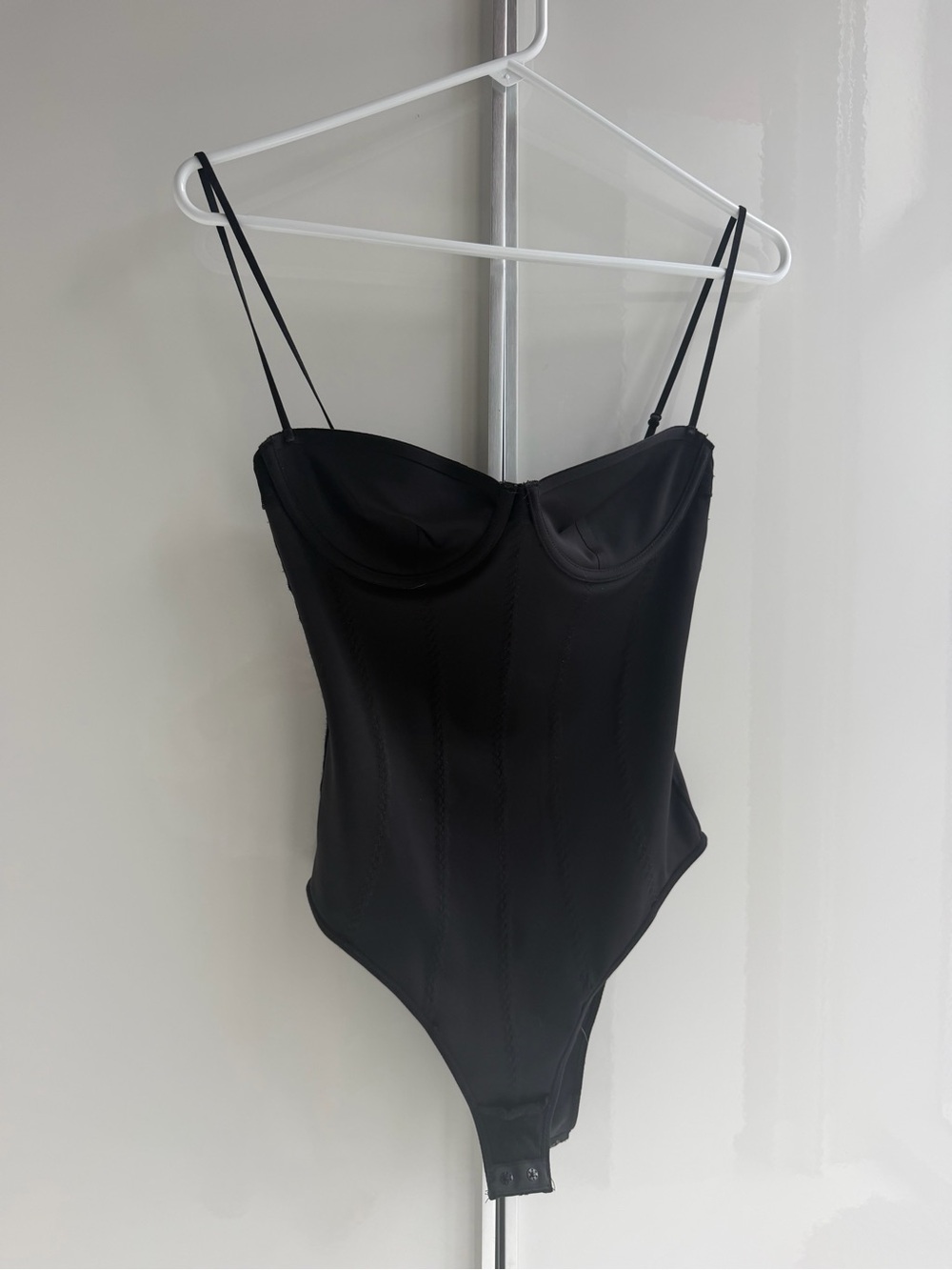 Zara Black Satin-Look Strap Bodysuit